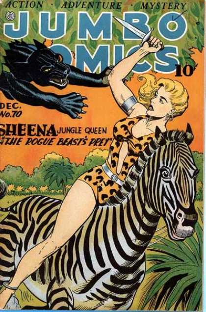 Zebra - Panther - Sheena - Action - Adventure Jumbo Comics 70 - Zebra - Panther - Sheena - Action - Adventure