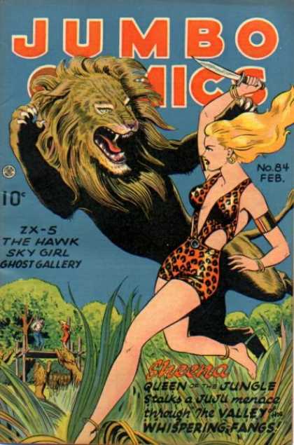 Sheena - Lion - Zx-5 - The Hawk - Sky Girl Jumbo Comics 84 - Sheena - Lion - Zx-5 - The Hawk - Sky Girl