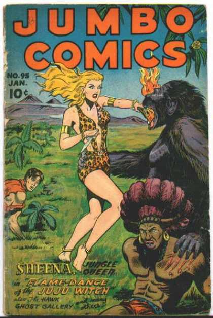 Gorilla - Torch - Headdress - Savannah - Sheena Jumbo Comics 95 - Gorilla - Torch - Headdress - Savannah - Sheena