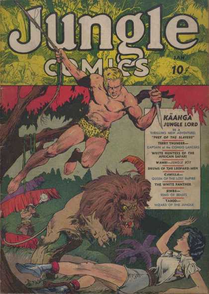 Jungle Comics 1 - Vine - Swinging - Lion - Hunter - Attack - Dave Stevens