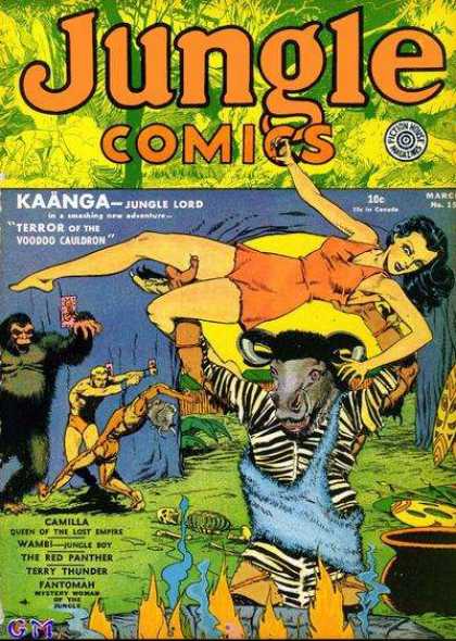 Jungle Comics 15 - Woman - Gorilla - Man - Fire - Cauldron