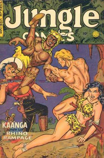 Jungle Comics 150 - Woman - Men - Gun - Jungle - Rhino Rampage