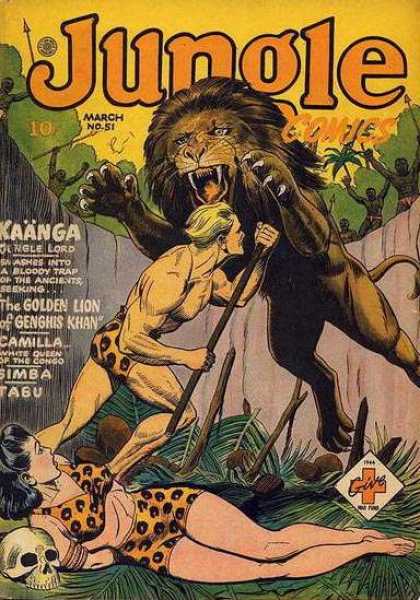 Jungle Comics 51 - Lion - Leopard Skin - Natives - Pit - Claws