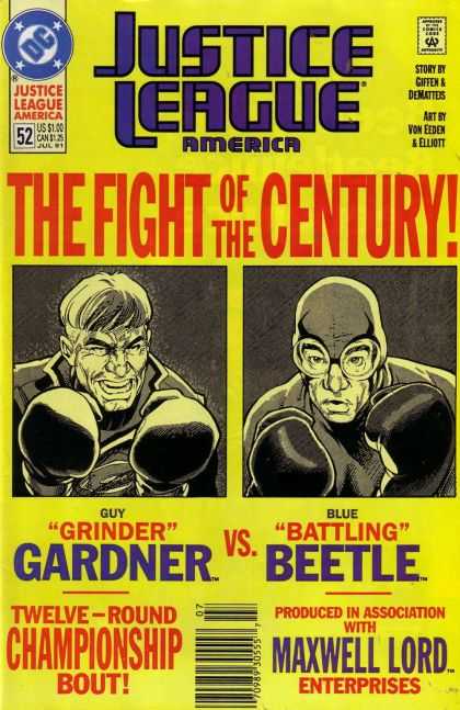 Justice League America 52 - Giffen - Elliot - Grinder Gardner - Battling Beetle - Twelve-round Championship - Adam Hughes, Josef Rubinstein