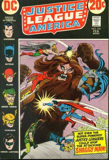 Justice League of America 104 - Justice League - Superman - Batman - Green Arrow - Large Monster - Nick Cardy