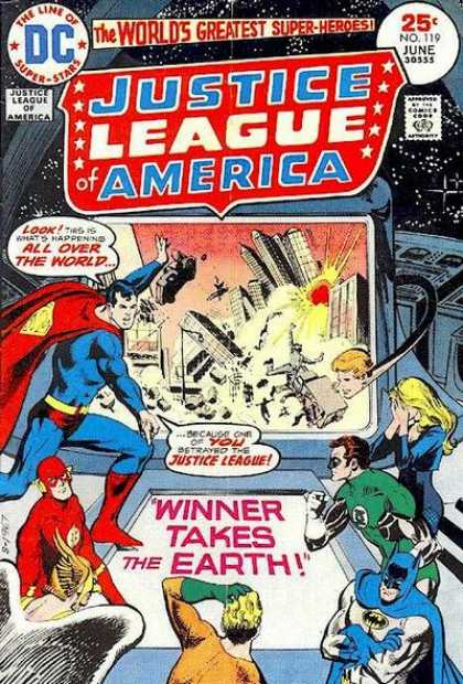 Justice League of America 119 - The Line Of Super-stars - June - Approved By Comics Code - Superman - Winner Takes The Earth - Dick Giordano