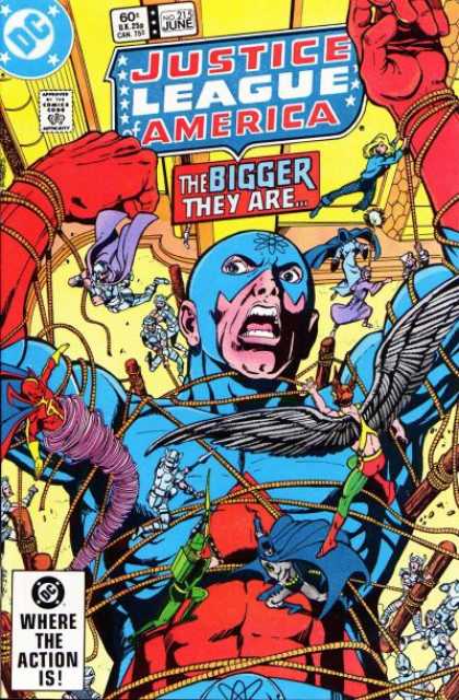 Justice League of America 215 - Rope - Batman - Stakes - Eagle Man - Yellow Ceiling - George Perez