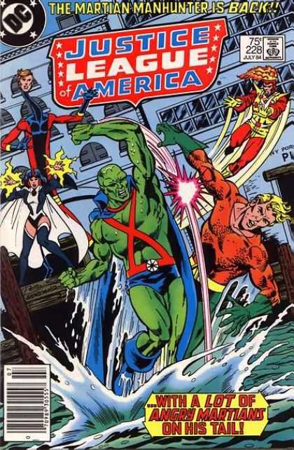 Justice League of America 228 - Green Man - Sea - Ship - Superwoman - Four Superhumans Fighting - Dick Giordano