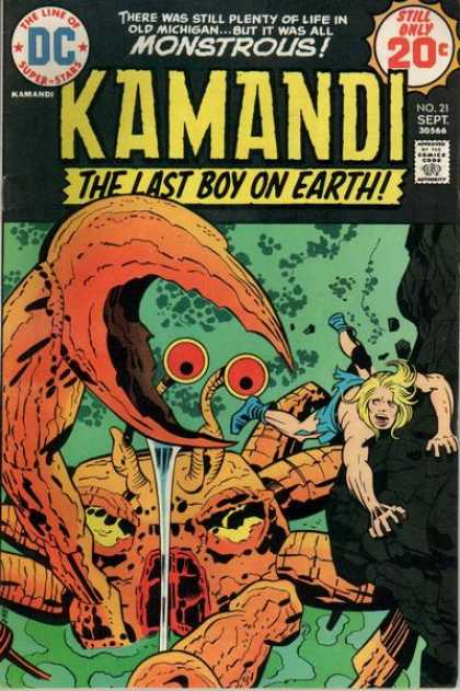 Kamandi 21 - Giant Crab - Boy - Grass - Monster - Red Eye