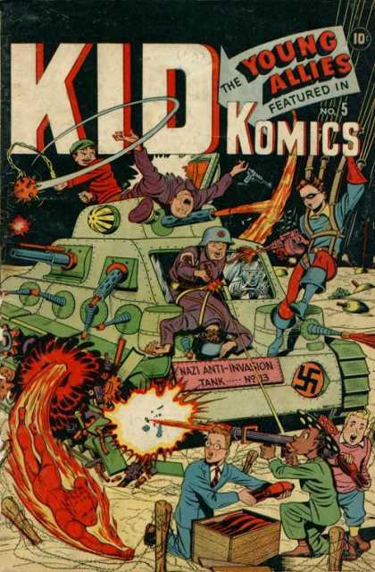 Kid Komics 5 - The Young Allies - Swastika - Tank - Parachute - Superheroes
