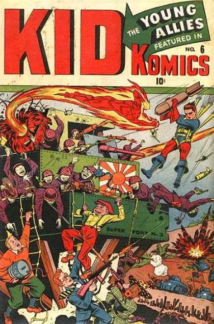 Kid Komics 6 - Flames - Battle - Soldiers - Missile - Helmets - Alex Schomburg