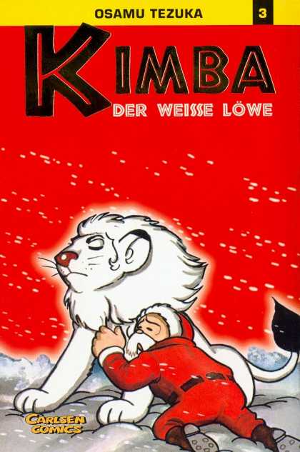 Kimba 3 - Santa Claus - White Lion - Snow - Red Background - Black Boots