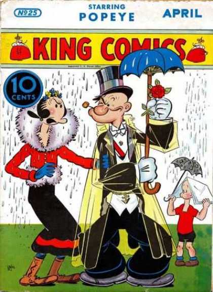 King Comics 25 - Popeye - Rain - Olive Oyl - Top Hat - Umbrella