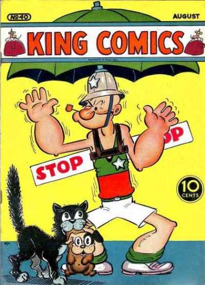 King Comics 40 - Popeye - Policeman - Umbrella - No 40 August - Cat And Dog