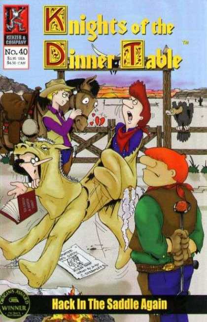 Knights of the Dinner Table 40 - The Dinner Table - Number 40 - Man Dressed As Horse - Corral With Horses - Cowboys On Front