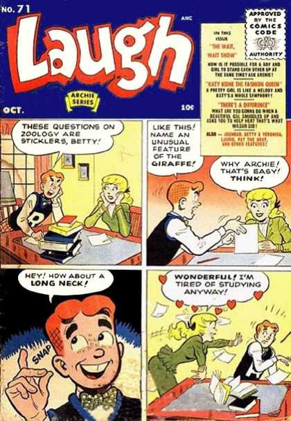 Laugh Comics 71 - Archie - Betty - Questions - Giraffe - Homework