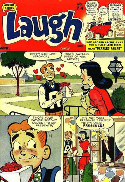 Laugh Comics 74 - Archie - Veronica - Birthday - Jalopie - Brakers Ahead