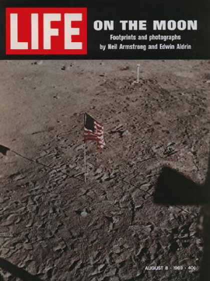 Life - Flag and footsteps on the moon