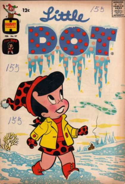 Little Dot 97 - Polka Dots - Snow - Tree - Little Girl - Smoking Chimney