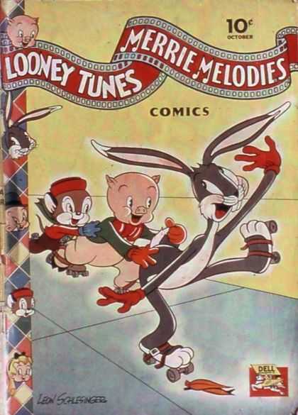 Looney Tunes 12 - Bugs Bunny - Porky Pig - Mouse - Roller Skating - October