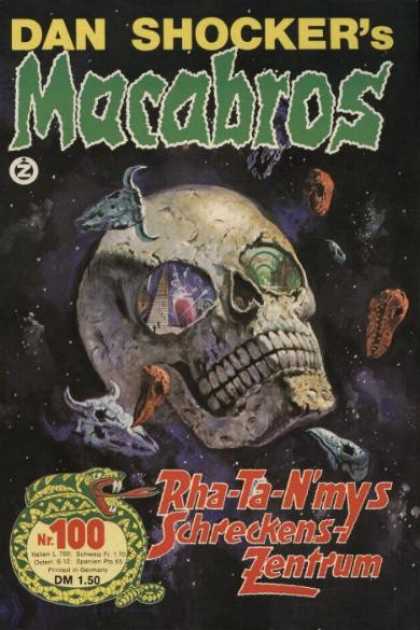 Human Skull - Cow Skull - Rattlesnake - Dinosaur Skull - Stars Macabros - Rha-Ta-N'mys Schreckenszentrum - Human Skull - Cow Skull - Rattlesnake - Dinosaur Skull - Stars