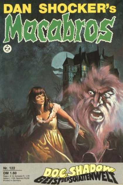 Dan Shocker - Large Haunted Mansio - Woman In Yellow Dress - Large Devil-like Head - Full Moon Covered In Shadows Macabros - Doc Shadow - Geist der Schattenwelt - Dan Shocker - Large Haunted Mansio - Woman In Yellow Dress - Large Devil-like Head - Full Moon Covered In Shadows
