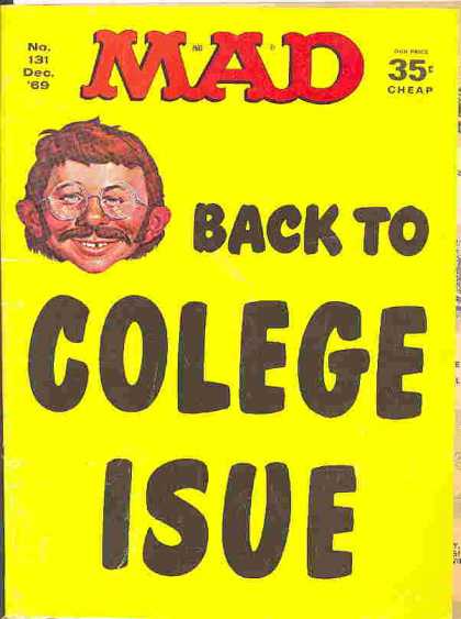 Mad 131 - Mad - Back To College Issue - Dec 1969 - Very Cheap - Big Glass