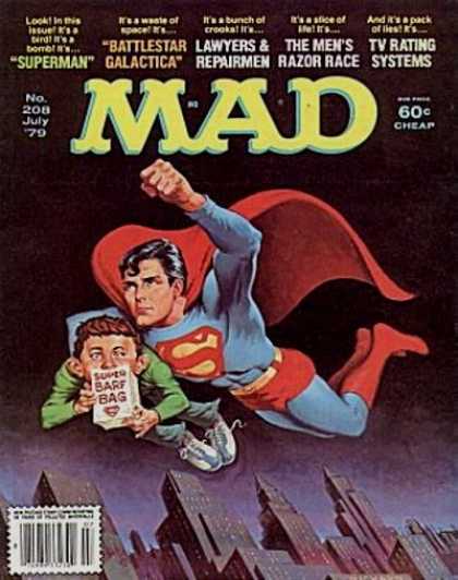 Mad 208 - Superman - Barf Bag - Flying - Battlestar Galactica - Lawyers