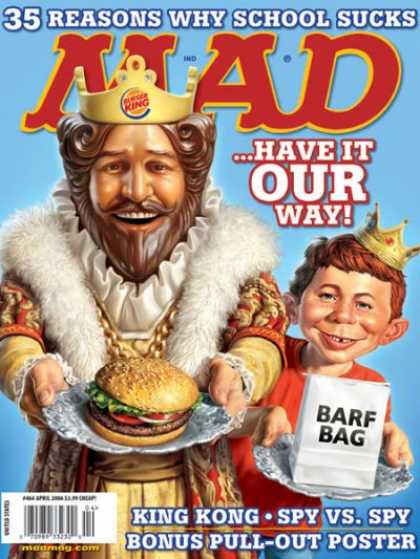 Mad 464 - King - Barf Bag - Two Crowns - Silver Plates - Hamburger