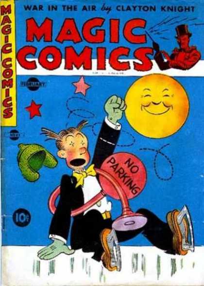 Magic Comics 43 - War In The Air - Clayton Knight - No Parking - Moon - Ice Skates