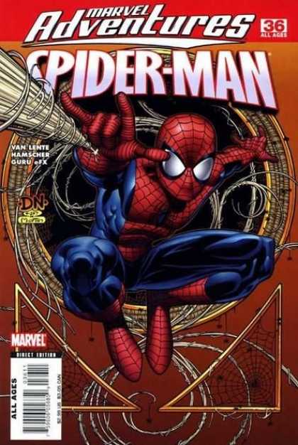 Marvel Adventures Spider-Man 36 - Red Spiderman Suit - Glassy Black Eyes - Tunnel - Spirals - Squatting