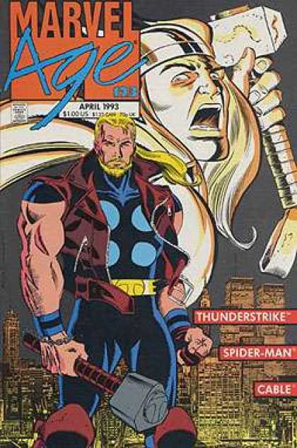 Marvel Age 123 - Cable - Spiderman - Thunderstrike - Nyc Skyline - Thor