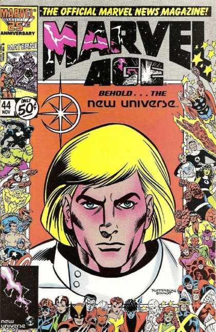 Marvel Age 44 - Marvel News - New Universe - Super Heroes - Villians - Blonde Man - Joe Sinnott