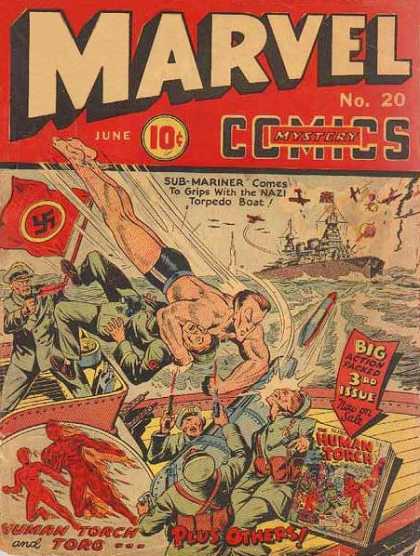 Marvel Comics 20 - Sub-mariner - Human Torch - Toro - Nazi - War World 2