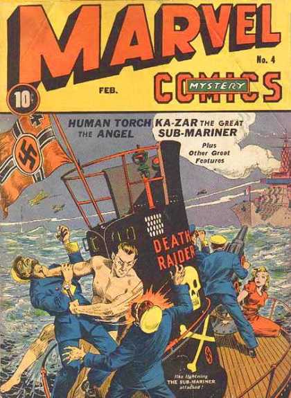 Marvel Comics 4 - Human Torch - Angel - Ka-zar - Sub-mariner - Death Raider