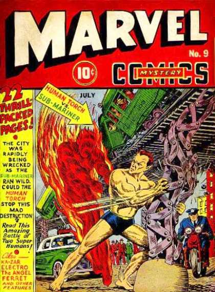 Marvel Comics 9 - Sub Mariner - Human Torch - 22 Thrill Packed Pages - Mystery - No 9