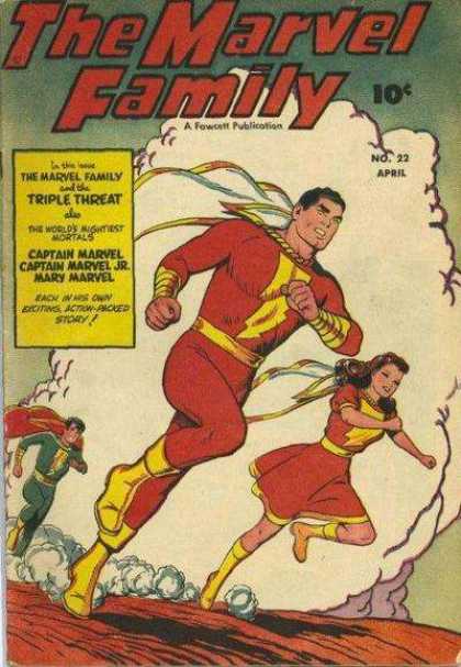 Marvel Family 22 - Fawcett Publication - Triple Threat - Captain Marvel - Mary Marvel - Capes