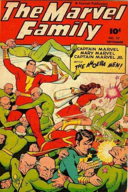 Marvel Family 27 - Captain Marvel - Mary Marvel - Captain Marvel Jr - Amoeba Men - Fighting