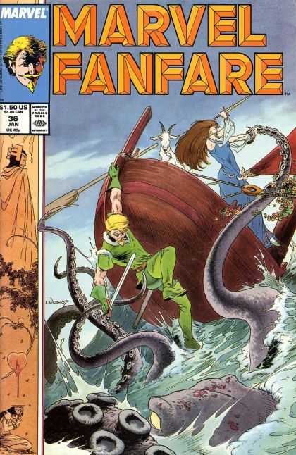 Marvel Fanfare 36 - Boat - Blue - Water - Goat - Green - Charles Vess