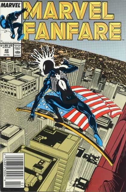 Marvel Fanfare 42 - American Flag - Superhero - City - Buildings - Skyscrapers - Carl Potts, Terry Shoemaker