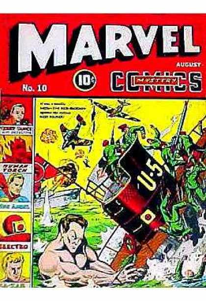 No 10 - Ship Sinking - Giant Man - Planes - August Marvel Mystery Comics 10 - No 10 - Ship Sinking - Giant Man - Planes - August