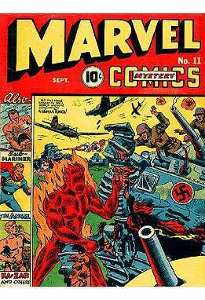 Sub-mariner - Human Torch - Angel - Airplane - Ka-zar Marvel Mystery Comics 11 - Sub-mariner - Human Torch - Angel - Airplane - Ka-zar
