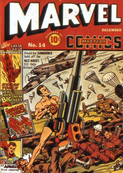 Human Torch - Angel Plus Others - Get This New Issue - December - War Field Marvel Mystery Comics 14 - Human Torch - Angel Plus Others - Get This New Issue - December - War Field