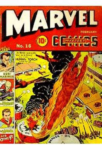 Human Torch - Sub-mariner - February - 10 Cents - Oil Marvel Mystery Comics 16 - Human Torch - Sub-mariner - February - 10 Cents - Oil
