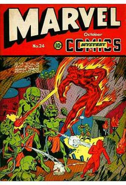 Lava Man - Fire Man - Lava People - Fire Started - Fire Controler Marvel Mystery Comics 24 - Lava Man - Fire Man - Lava People - Fire Started - Fire Controler