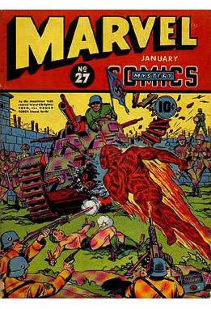 Marvel Mystery Comics 27 - Tank - No 27 - Human Torch - Gun Fire - Nazi
