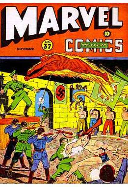 No 37 - November - 10 Cents - Swatzika Symbol - Man Lined Up Againas The Wall Marvel Mystery Comics 37 - No 37 - November - 10 Cents - Swatzika Symbol - Man Lined Up Againas The Wall