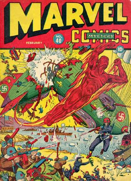 One Ghost - Firing - Water - Boats - Guns Marvel Mystery Comics 40 - One Ghost - Firing - Water - Boats - Guns