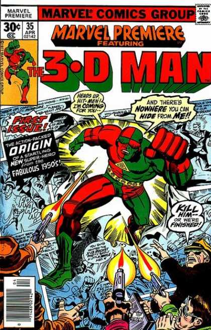 Marvel Premiere 35 - 3-d Man - Hitmen - Origin - 1950s - Comics - Jack Kirby