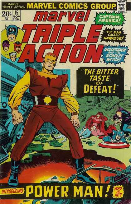 Marvel Triple Action 15 - Power Man - The Bitter Taste Of Defeat - Hawkeye - Captain America - Scarlet Witch - Jack Kirby